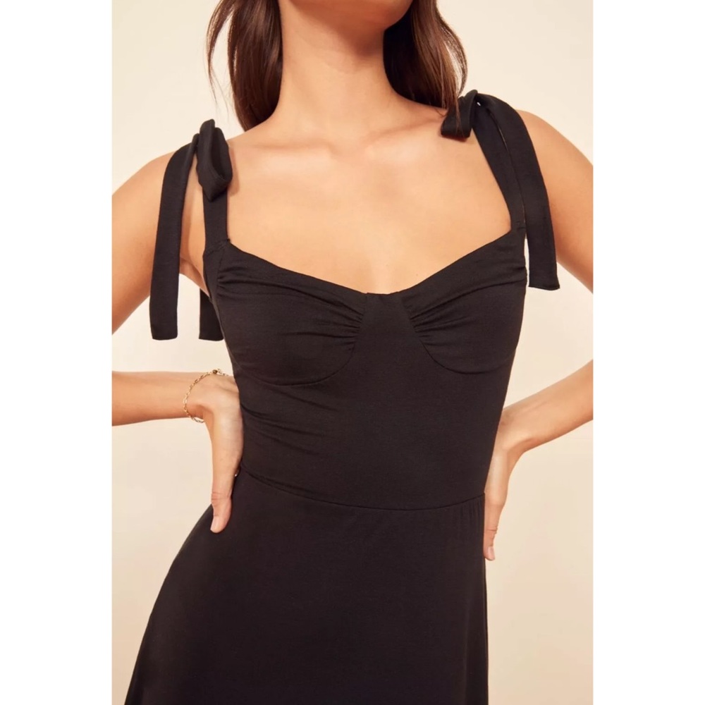 Reformation Black Wells Tie Shoulder Dress - Picture 4 of 11
